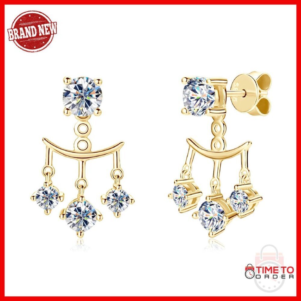 Moissanite Stud Earrings 925 Sterling Silver Two Wear Style